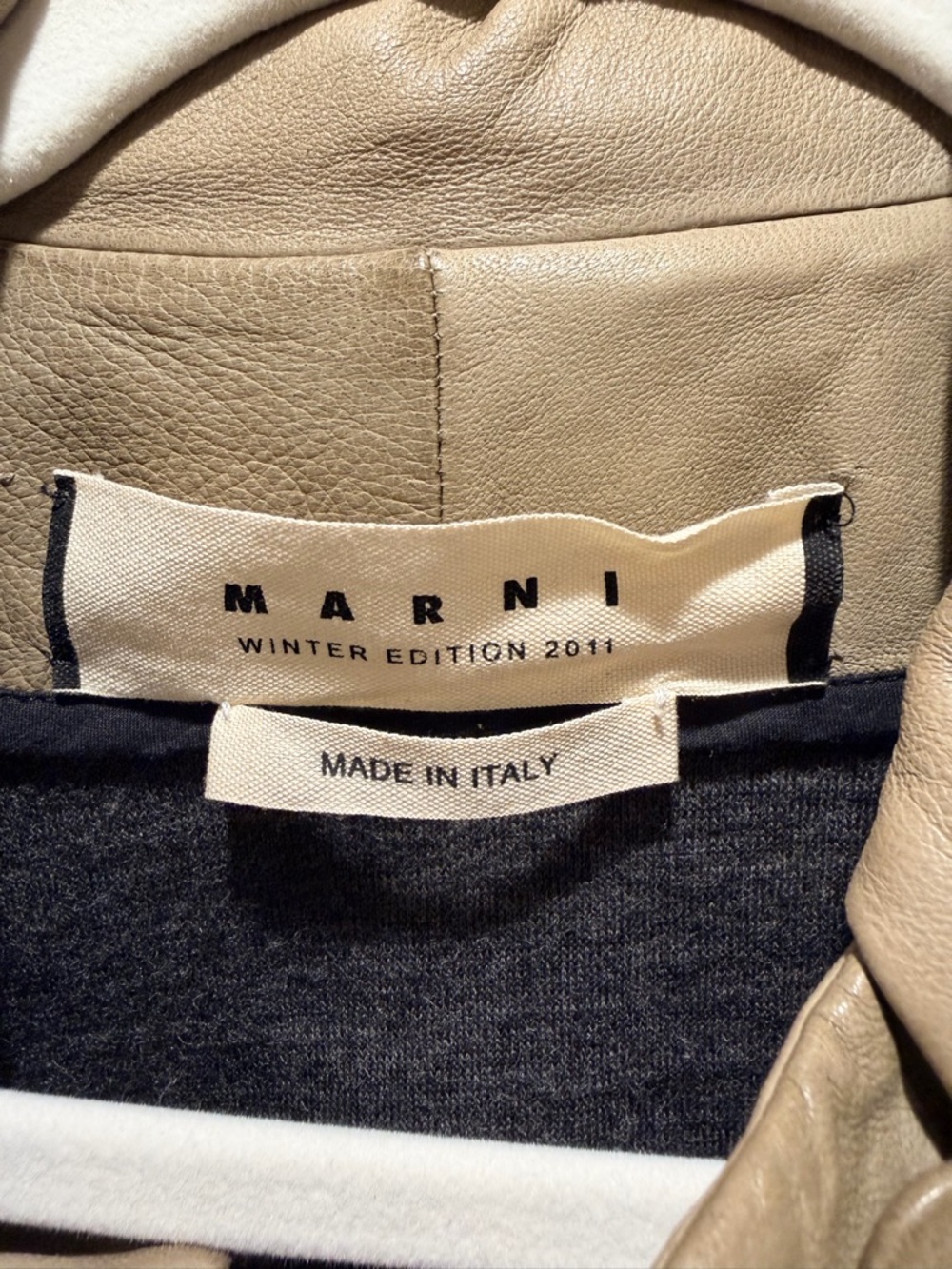 Marni minimalist leather jacket cropped 34 sleeve italian size 38 Quiet Luxury - Picture 12 of 13